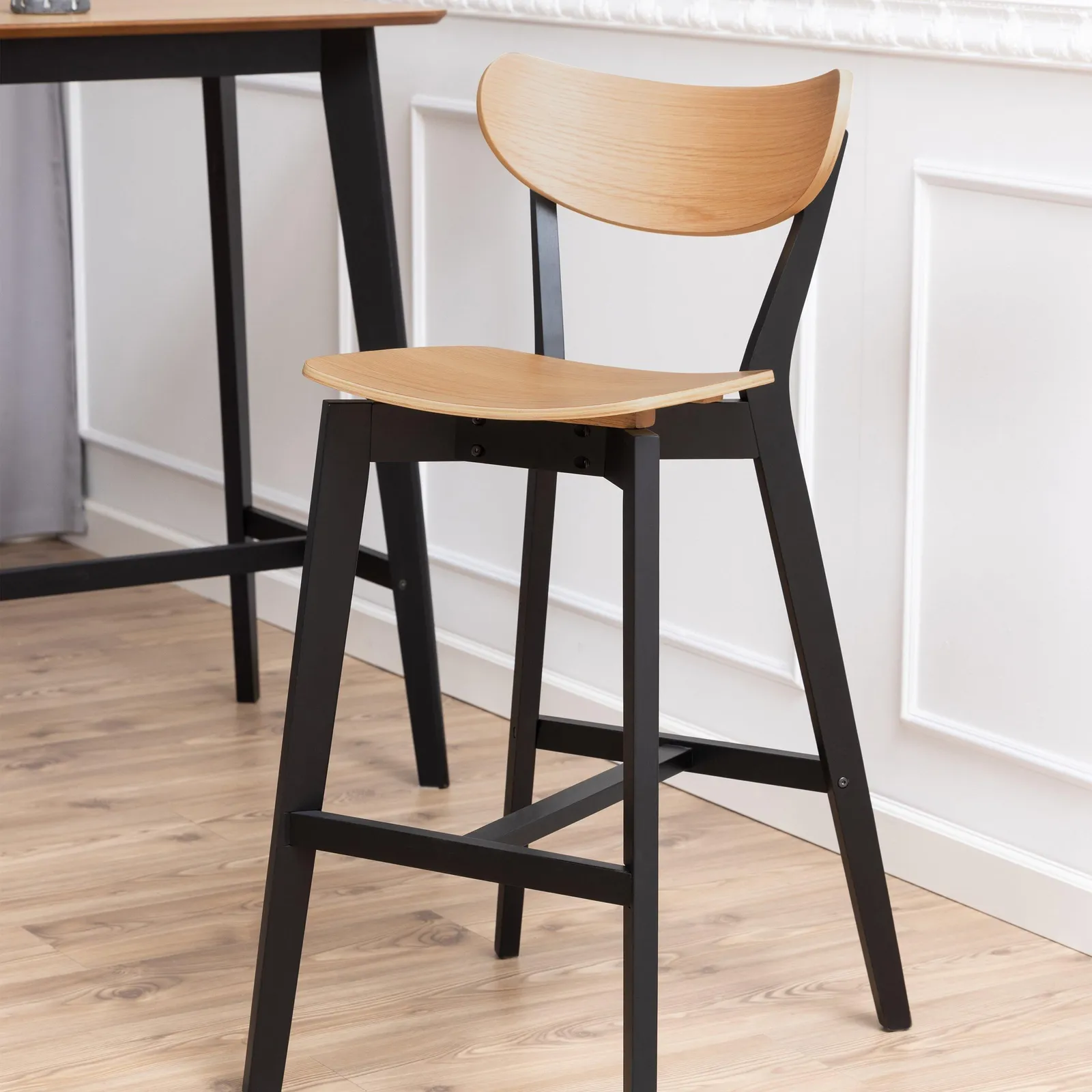 Furniture To Go Roxby Bar Stool, Black & Oak Set of 2 6
