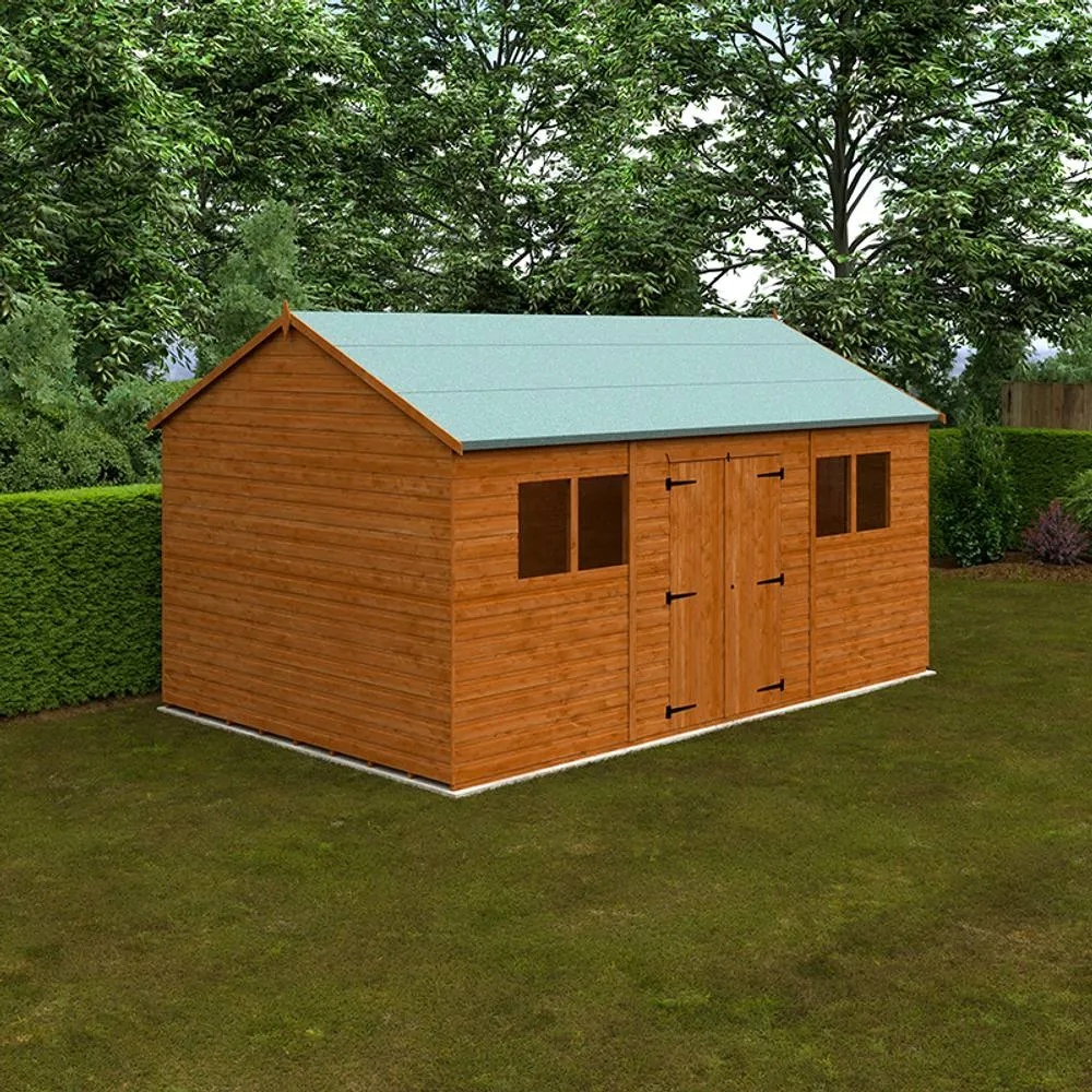 Buttercup Farm 16 x 10 Feet Workman Apex 12mm Shed - Solid Wood/Softwood/Pine in Burnt Orange 2