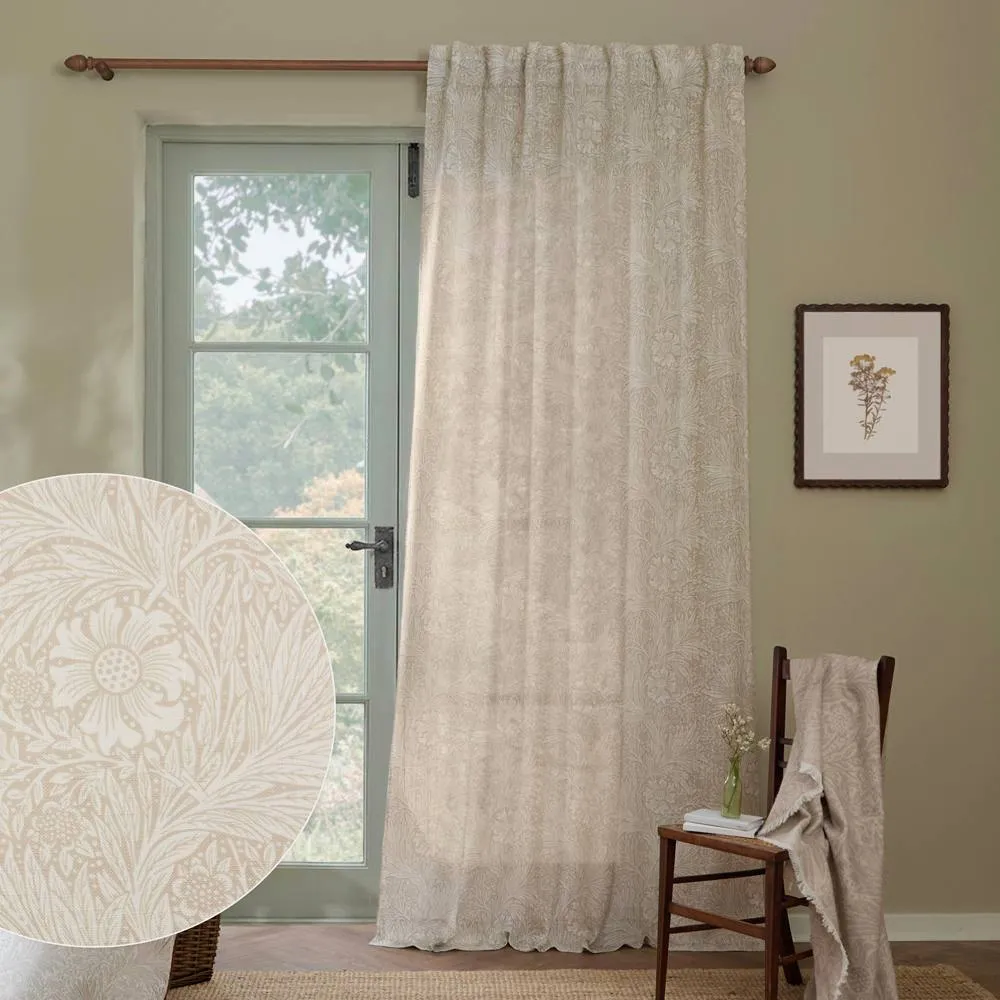 Morris & Co Marigold Sheer Curtain Panel in Cream