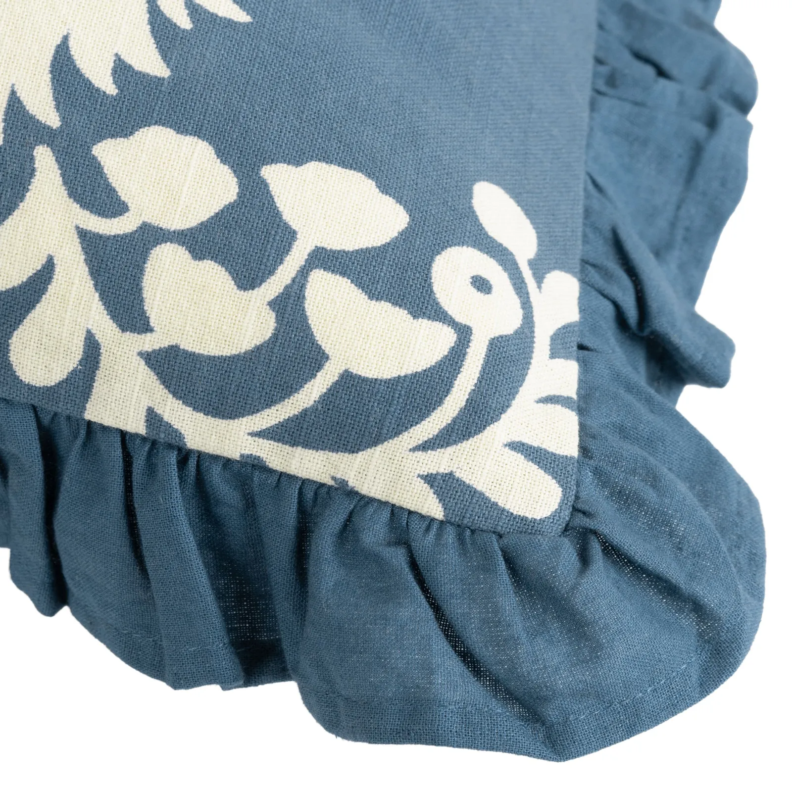 Paoletti Montrose 100% Cotton Fringed Leaf Cushion in Dark Blue 5