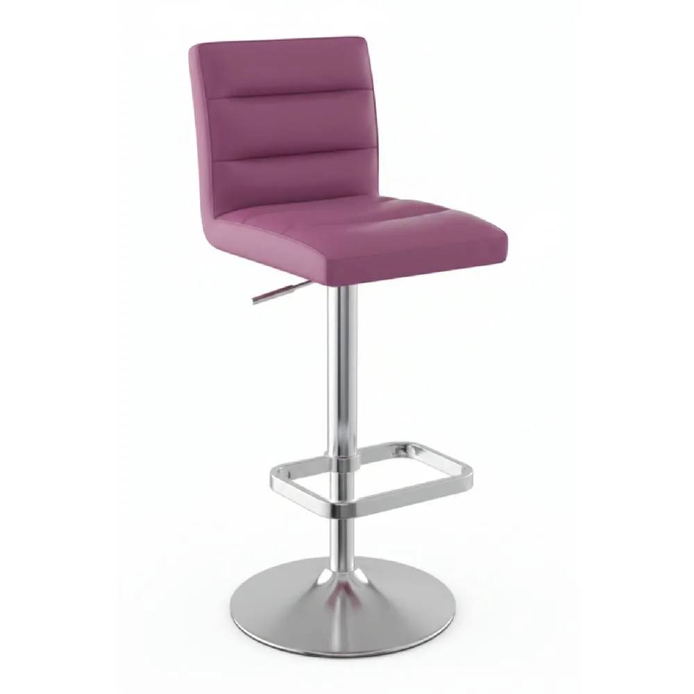 netfurniture Swank Brushed Steel Bar Stool With Faux Leather Padded Seat Purple