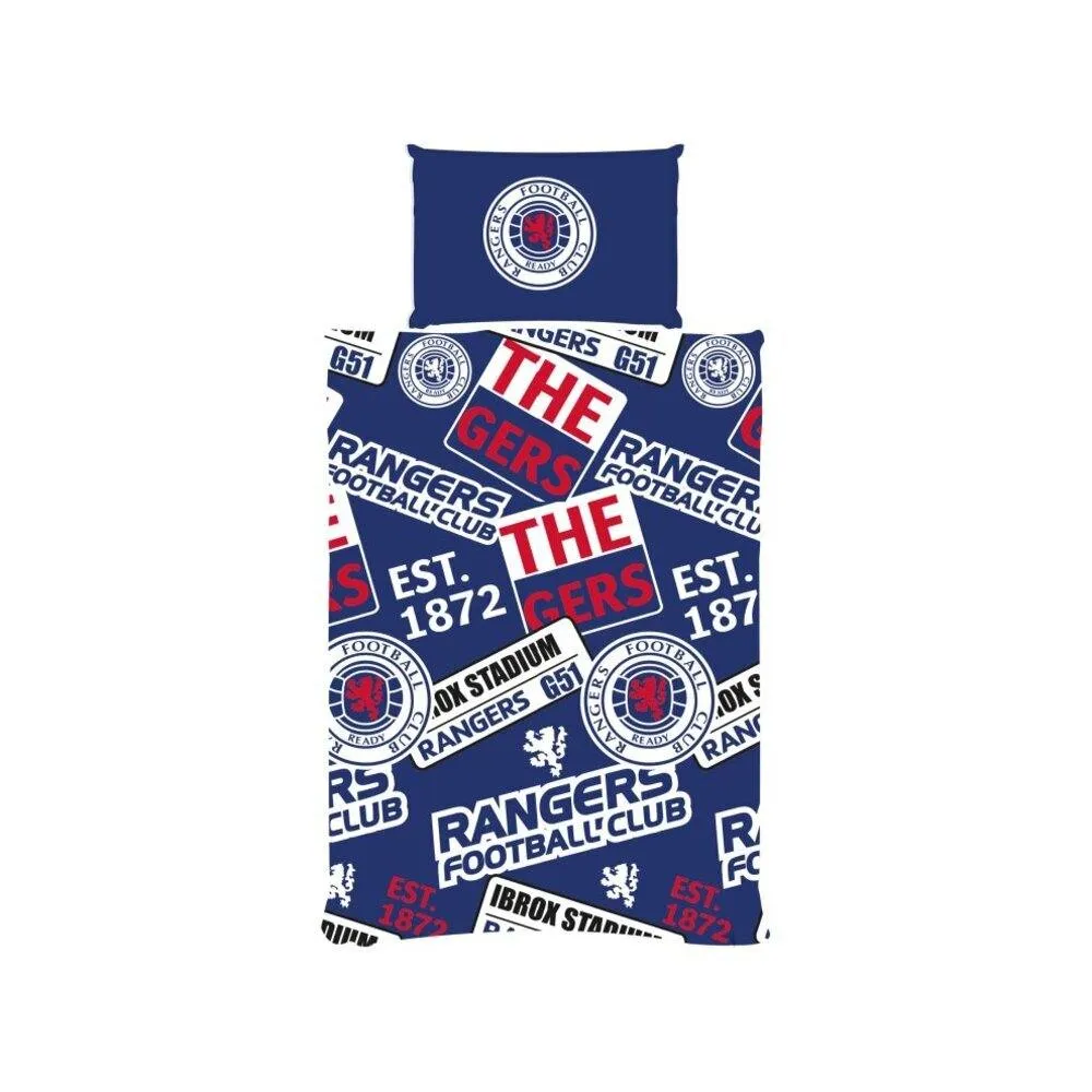 Rangers FC Patches Duvet Cover Set in Bright Blue