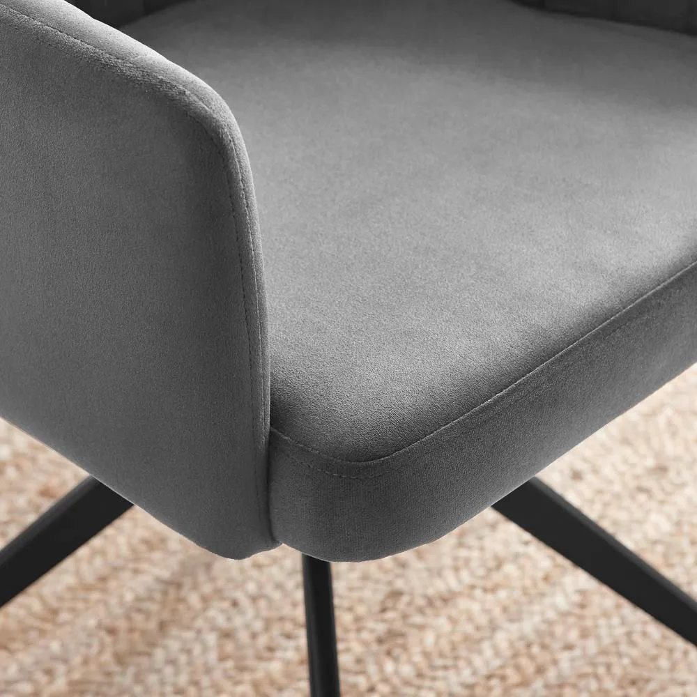 FurnitureboxUK 2x Calla Grey Velvet Swivel Dining Chairs 4