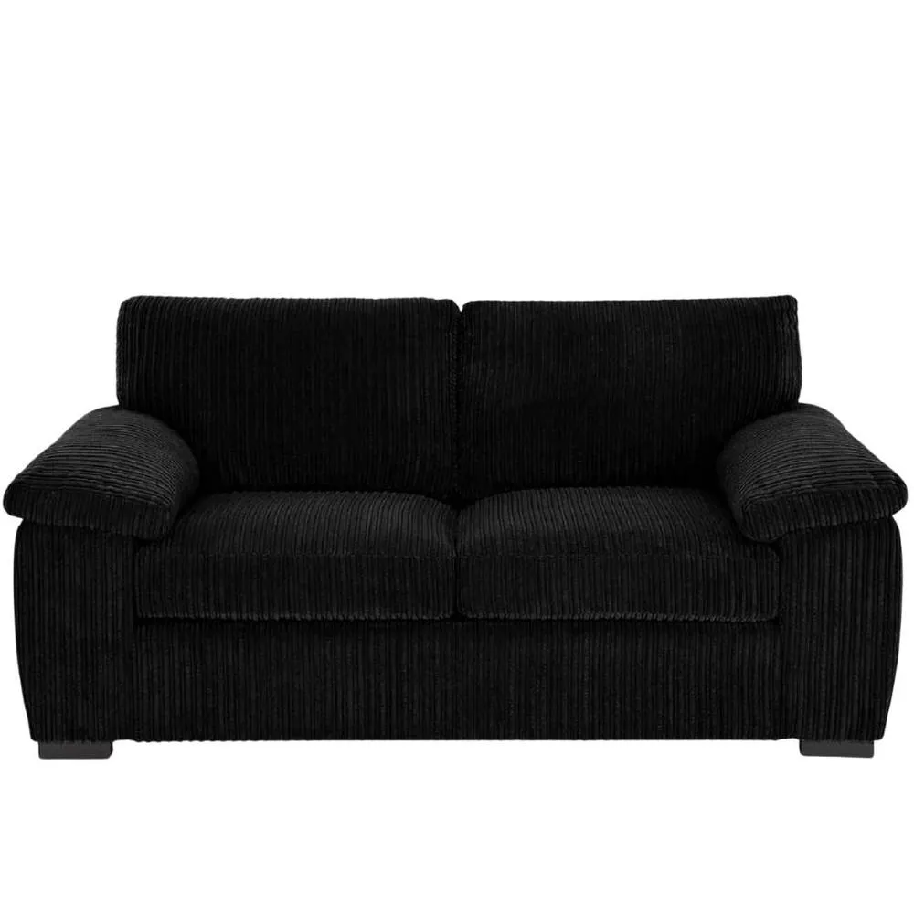 Bliss Furniture Jumbo Cord 2 Seater Sofa with Soft Fabric Compact Design in Black