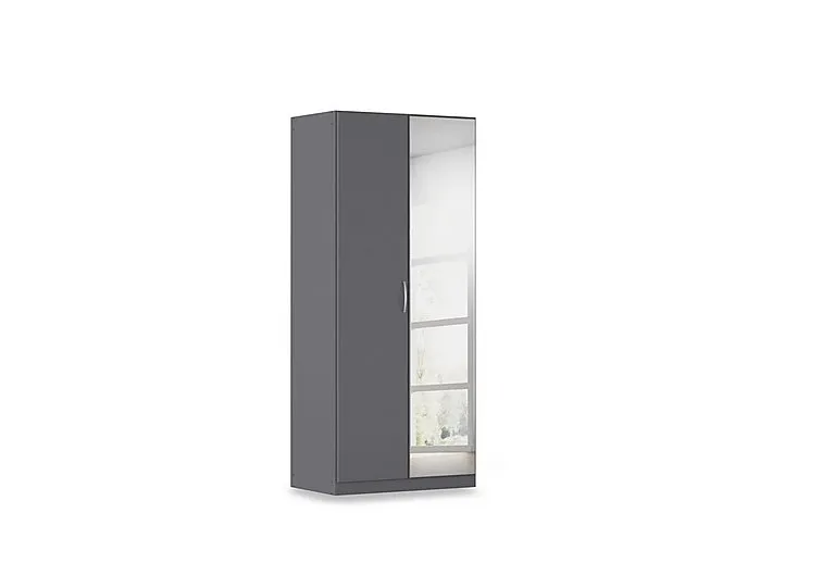 Impulse 91cm 2 Door Décor Hinged Wardrobe with Mirror Door - Metallic Grey