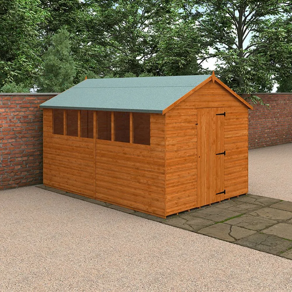 Buttercup Farm 12 x 8 Feet Super Apex 12mm Shed - Solid Wood/Softwood/Pine in Burnt Orange 2