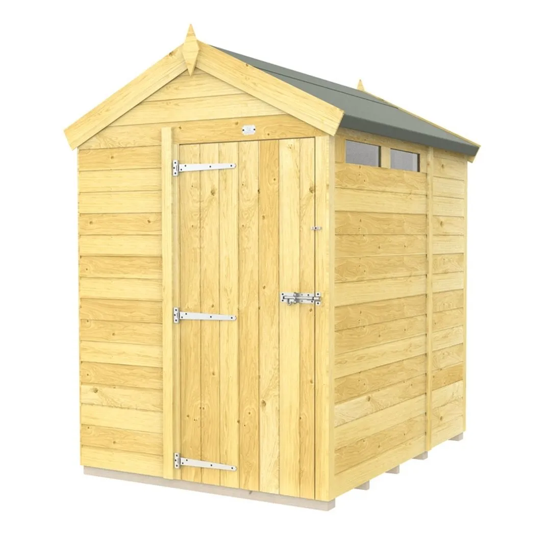 Buttercup Farm 5 x 6 Feet Apex Security Shed - Single Door - L187 x W147 x H217 cm in Brown