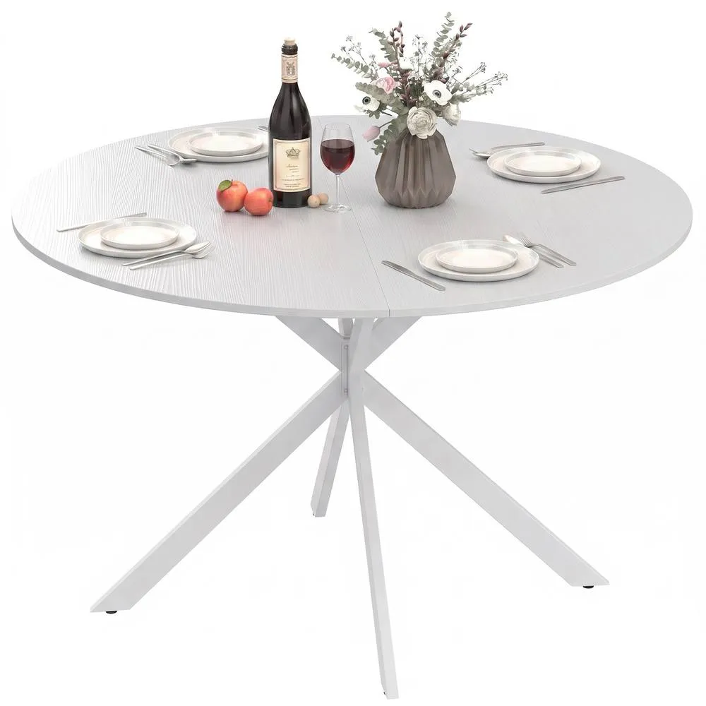 HOMCOM 120 cm Dining Table for 4, Industrial Kitchen Table with Steel Legs in White