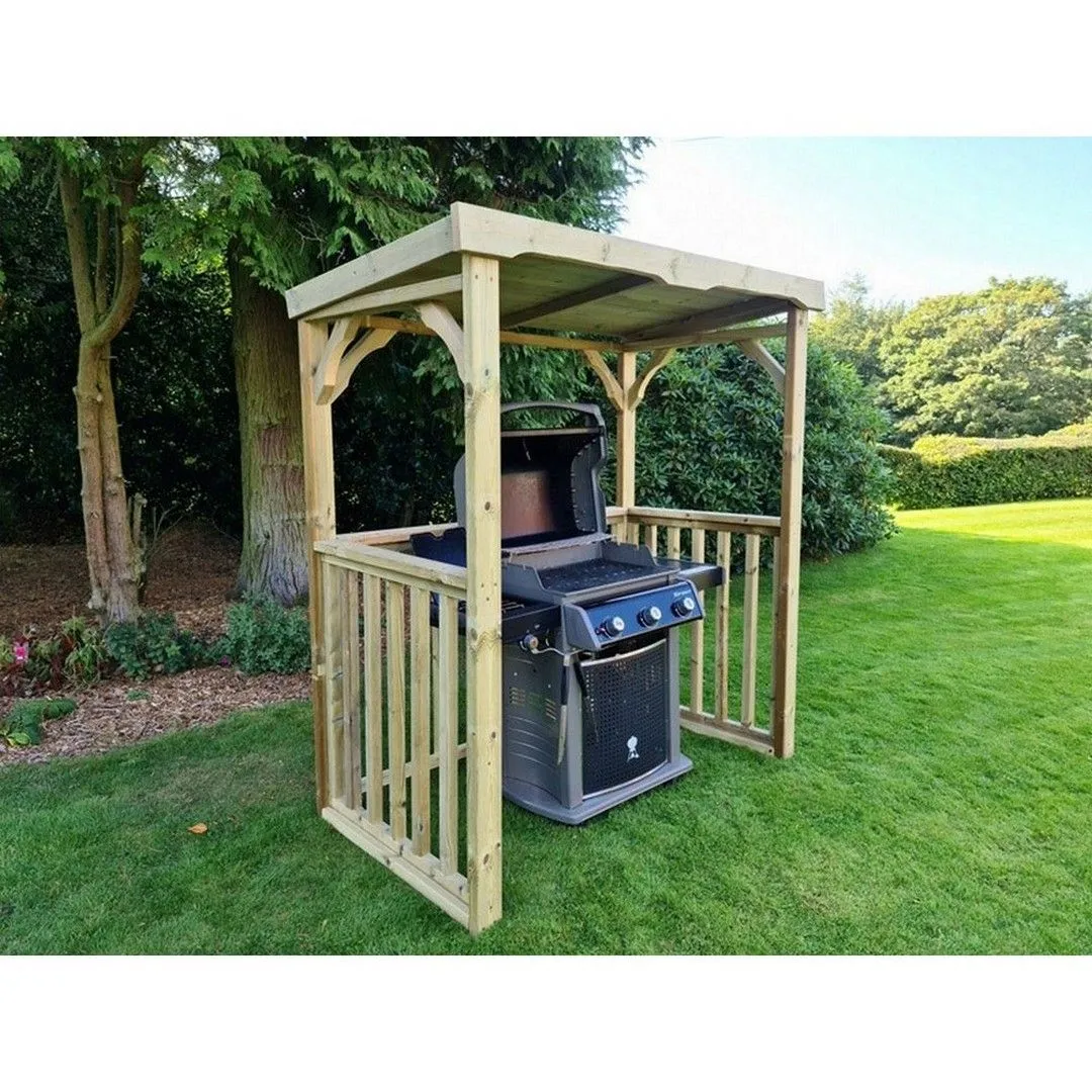Churnet Valley Garden Furniture Ltd Emily BBQ Hut, Covered Timber gazebo, Min. Assembly Required in Brown 4