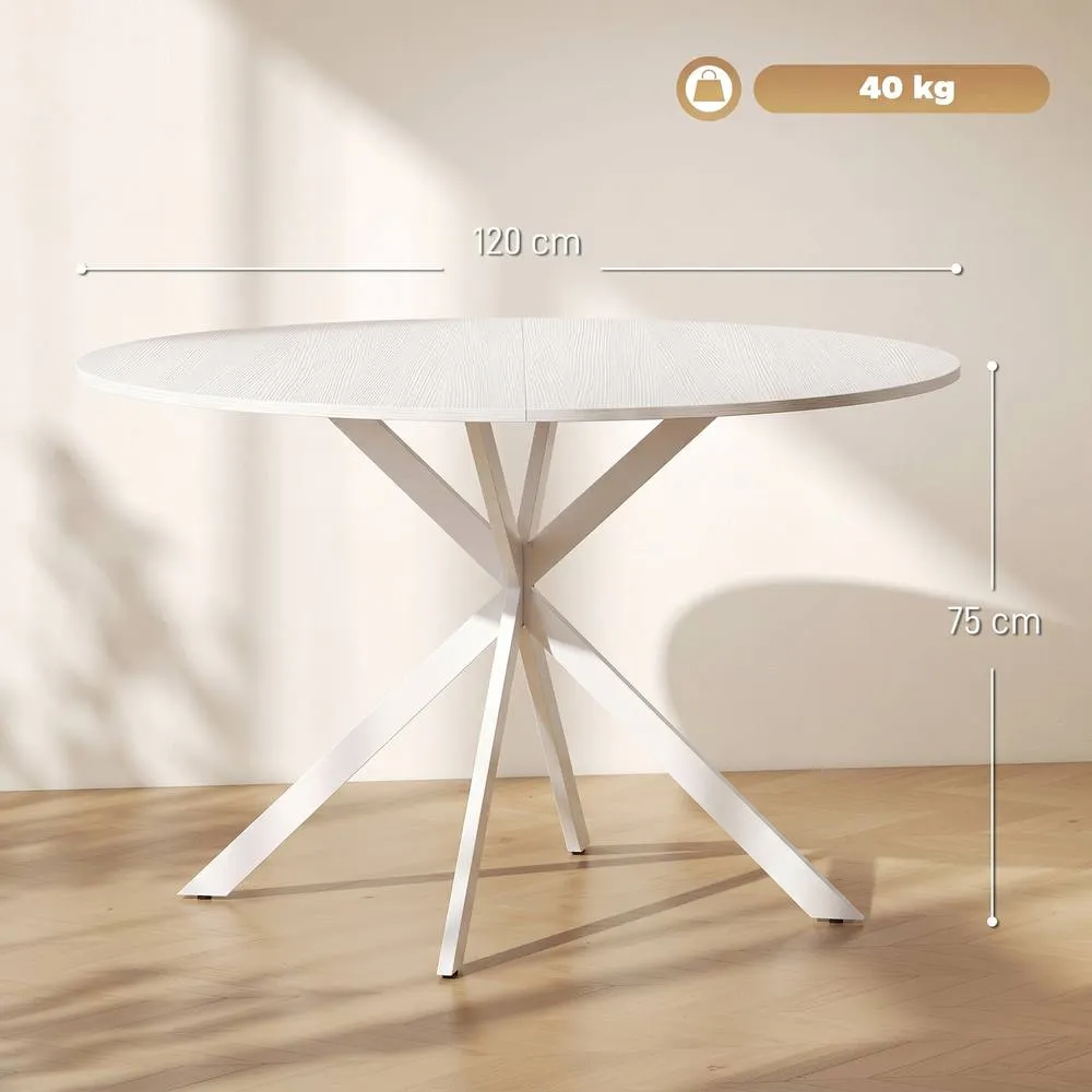 HOMCOM 120 cm Dining Table for 4, Industrial Kitchen Table with Steel Legs in White 3