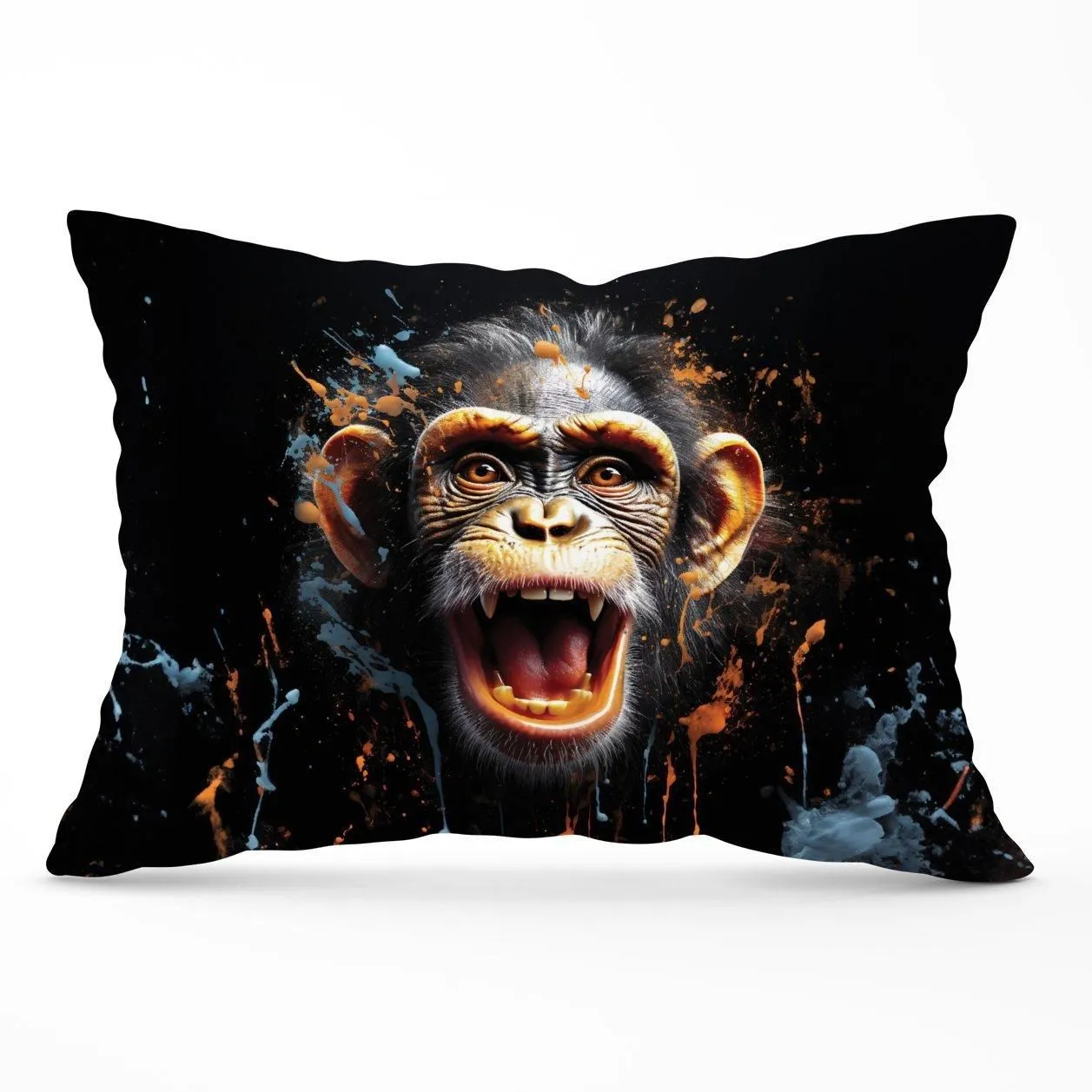 Warren Reed - Designer Monkey Face Splashart Cushions in Orange