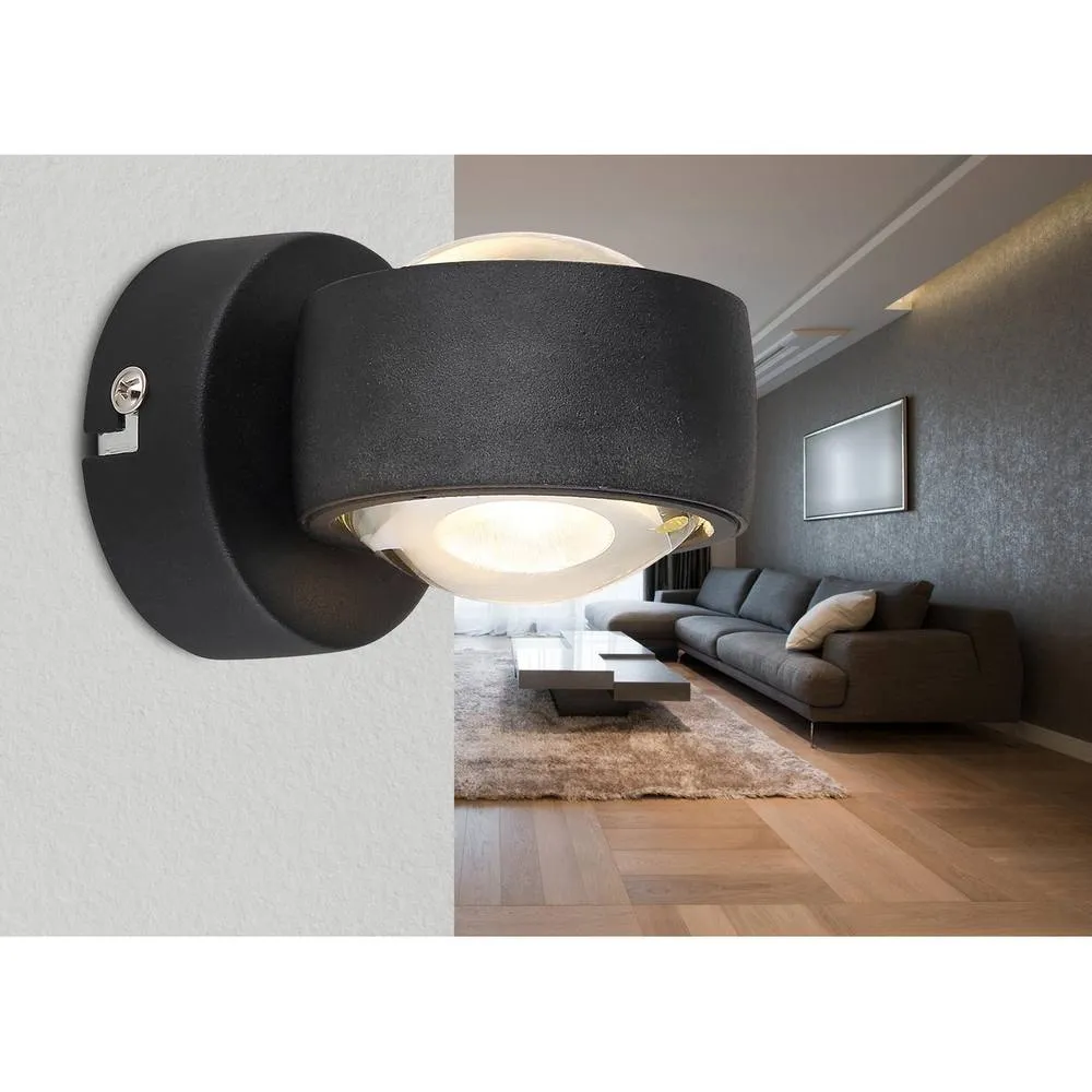 Netlighting Randi Wall Lamp Matt Black Glass Shade 2x LED 3000K 6
