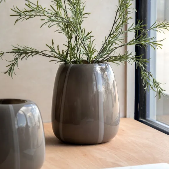 Crossland Grove Taupe Striped Glass Vase (wide), Brown