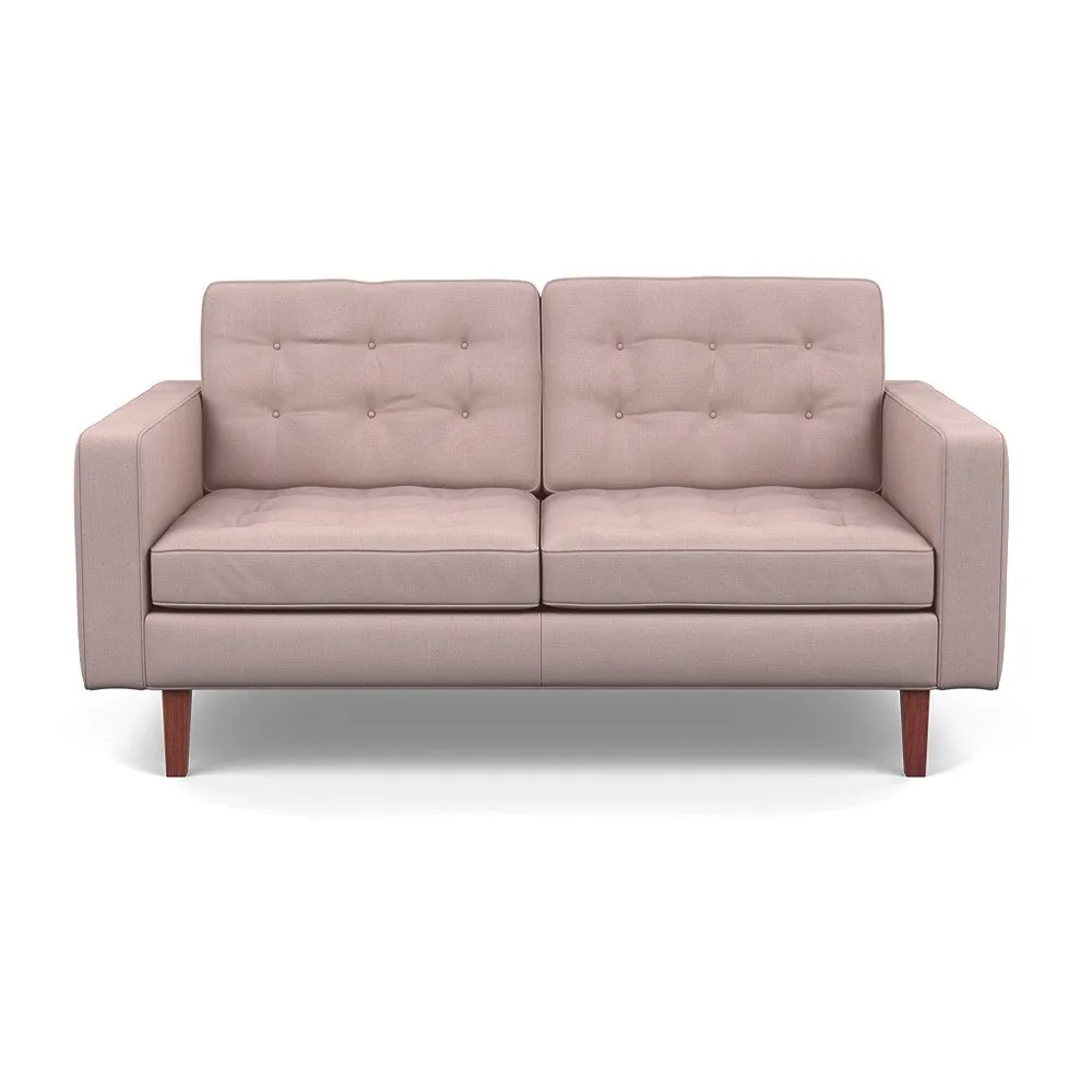 Heal's Hepburn 2 Seater Siena Cotton Dusky Pink Walnut