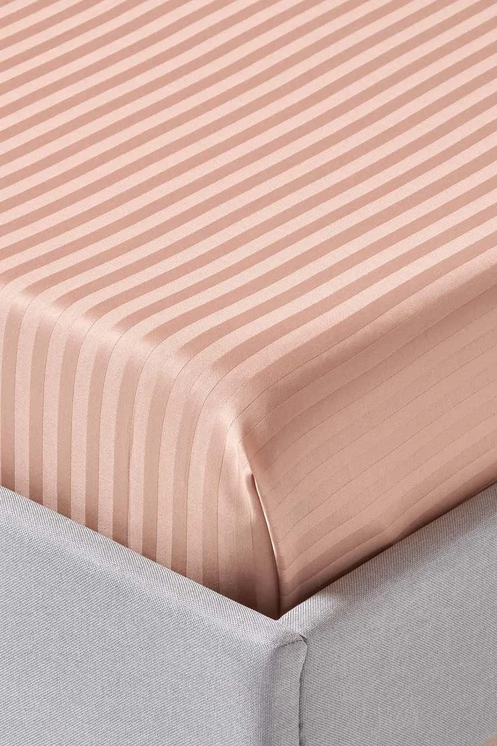 Homescapes Egyptian Cotton Satin Stripe Flat Sheet 330 Thread Count in Beige 2