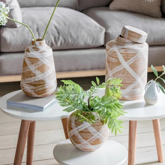 Gallery Direct Tarka Vase Small Reactive Brown/White, Brown 3