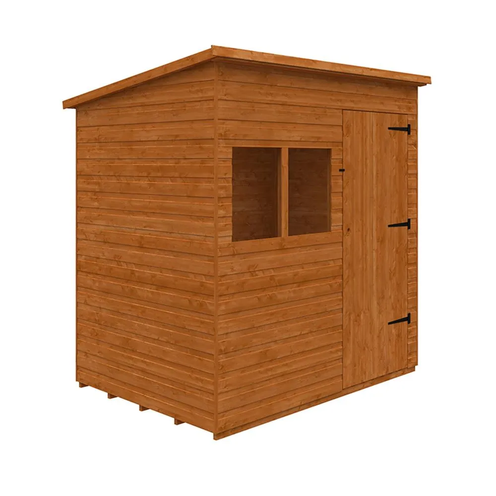 Buttercup Farm 7 x 5 Feet Deluxe Pent 12mm Shed - Solid Wood/Softwood/Pine in Burnt Orange