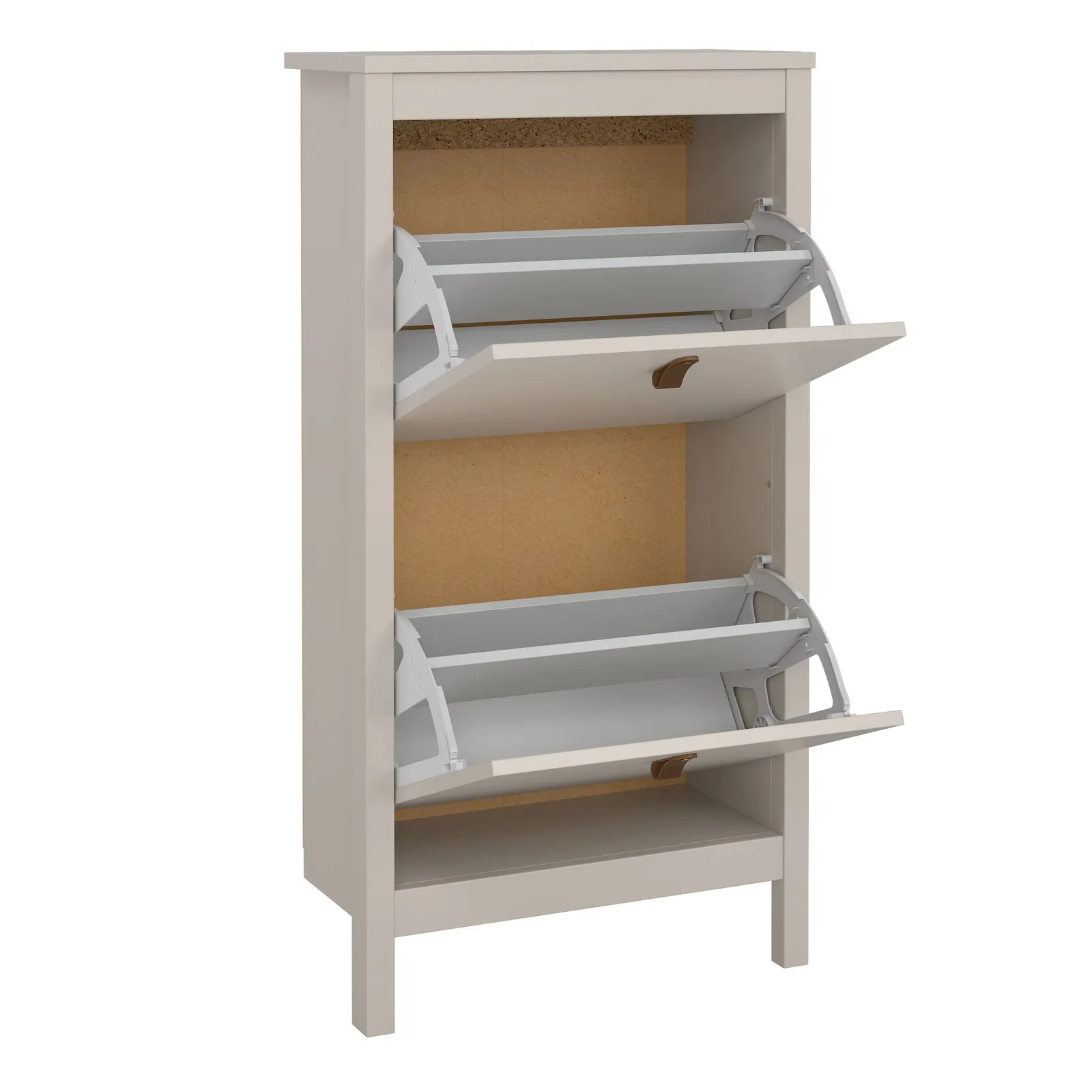 Furniture To Go Barcelona Shoe Cabinet 2 Flip Down Doors in Cashmere in Beige 6