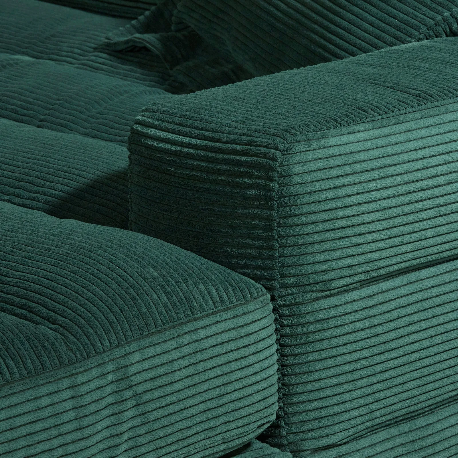 Twain Large Long Armchair Armrest Right Modular Sofa, Green Fabric | Barker & Stonehouse 4
