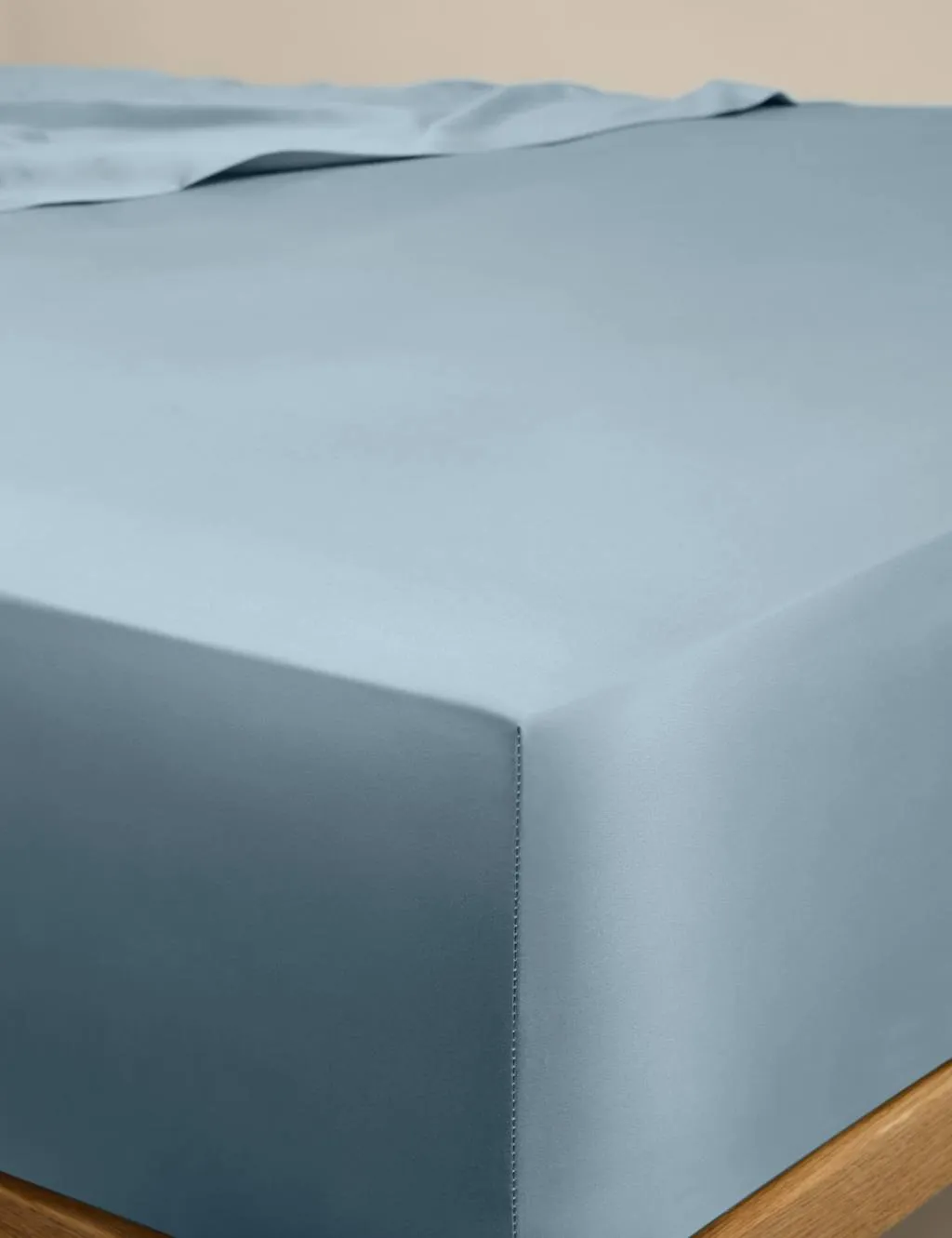 M&S Egyptian Cotton 400 Thread Count Silky StayPut Fitted Sheet Dusty Blue