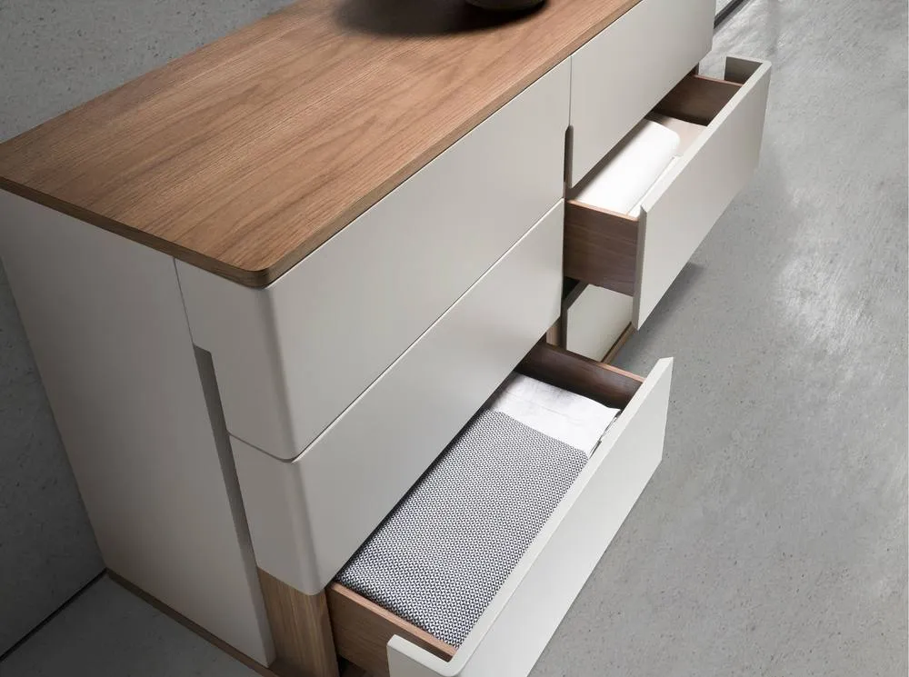 Angel Cerda 6-Drawer Grey MDF Chest with Walnut Veneer 5