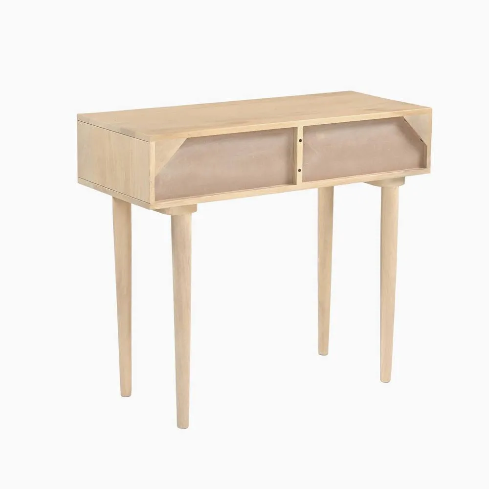 FurnitureboxUK Everest Rectangle White Oak Wood 2 Drawer Console Table in Light Brown 6