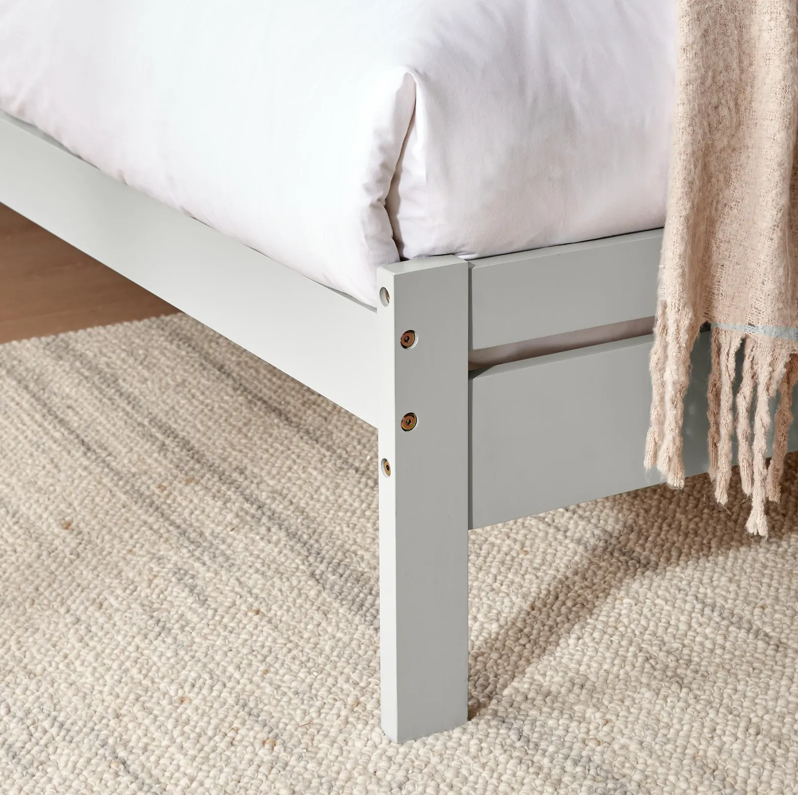 FurnitureboxUK Declan Solid Pine Single Bed Frame in Light Grey 5