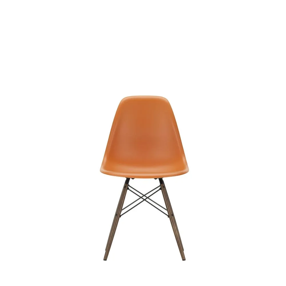 Vitra Eames DSW Side Chair New Height Rusty Orange Dark Maple Base 3