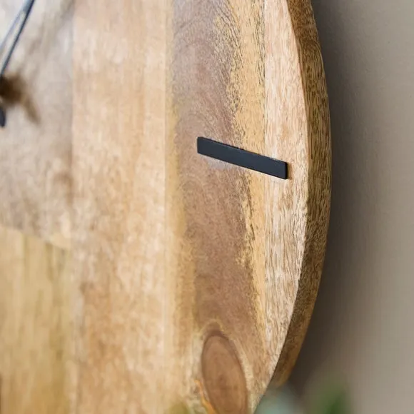Light Mango Wood Round Wall Clock 2