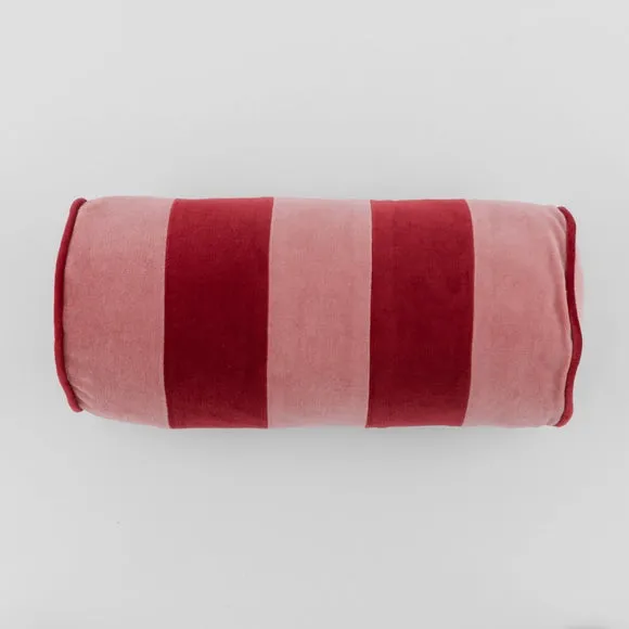 Clara Striped Cotton Velvet Bolster Cushion 5