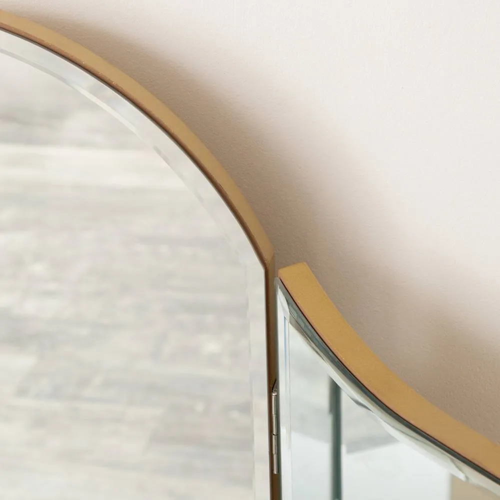 Melody Maison Arched Gold Vintage Triple Dressing Table Mirror - Liana Range 2