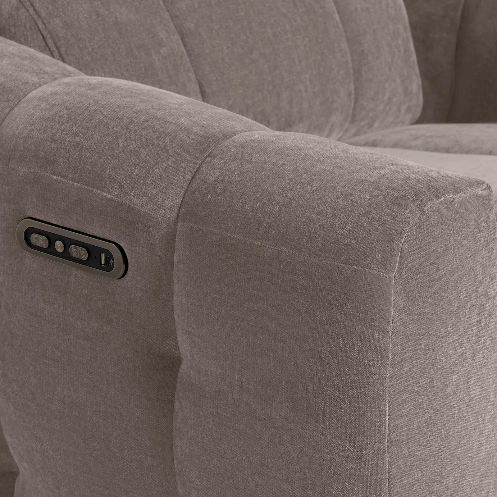 Montgomery Power Recliner Chair & Headrest, Grey Fabric | Barker & Stonehouse 3