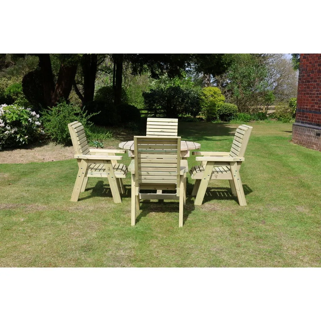 Churnet Valley Garden Furniture Ltd Ergo 4 Seater Round Table Set - Timber - Partially Assembled in Brown 5
