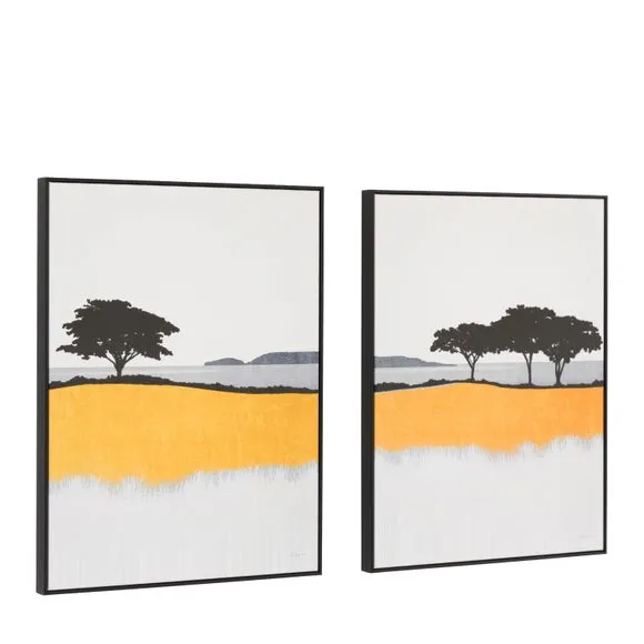 Cedar and Sage Set of 2 Coastal Yellow Framed Canvases 6