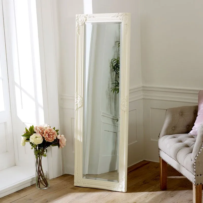 Melody Maison Cream Ornate Tall Slim Mirror 47cm X 142cm