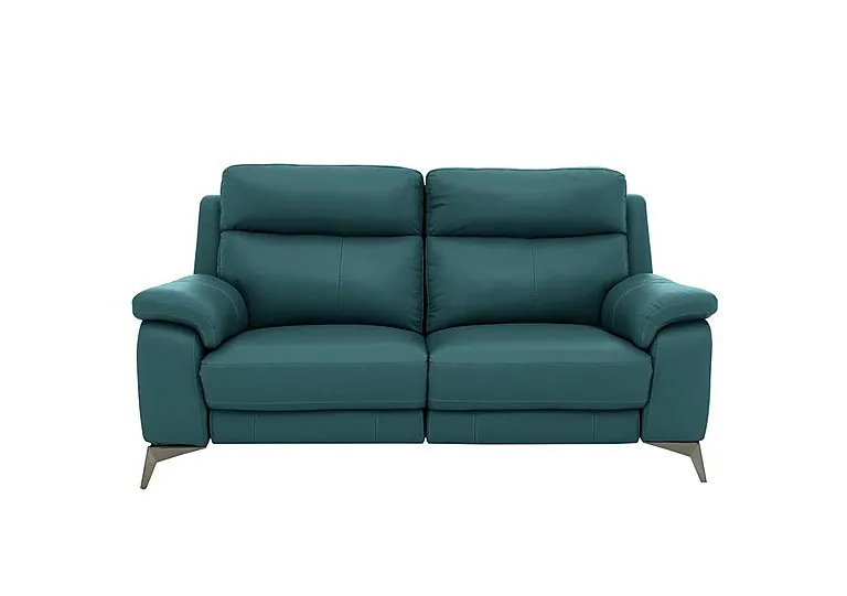 Missouri 2 Seater Leather Recliner Sofa with Power Headrest - BV Lake Green