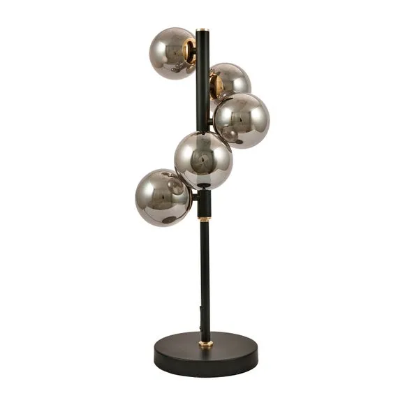 Blair Smoke Glass Ball and Black Metal Table Lamp 3