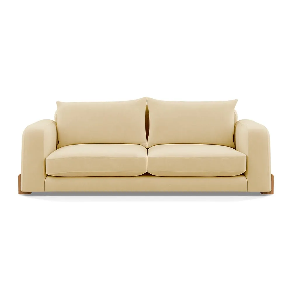 Heal's Nuvola 4 Seater Sofa Smart Luxe Velvet Biscuit Natural Oak Feet 1
