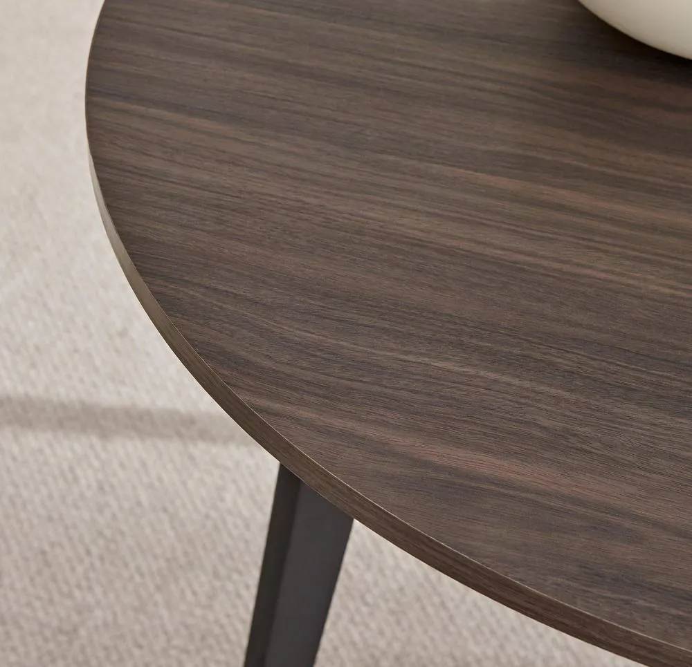 FurnitureboxUK Koko Walnut Effect Round Dining Table & 4 Corona Chairs in Beige 5