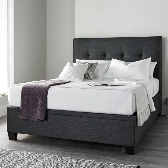 Florus Fabric Ottoman Storage Double Bed In Slate