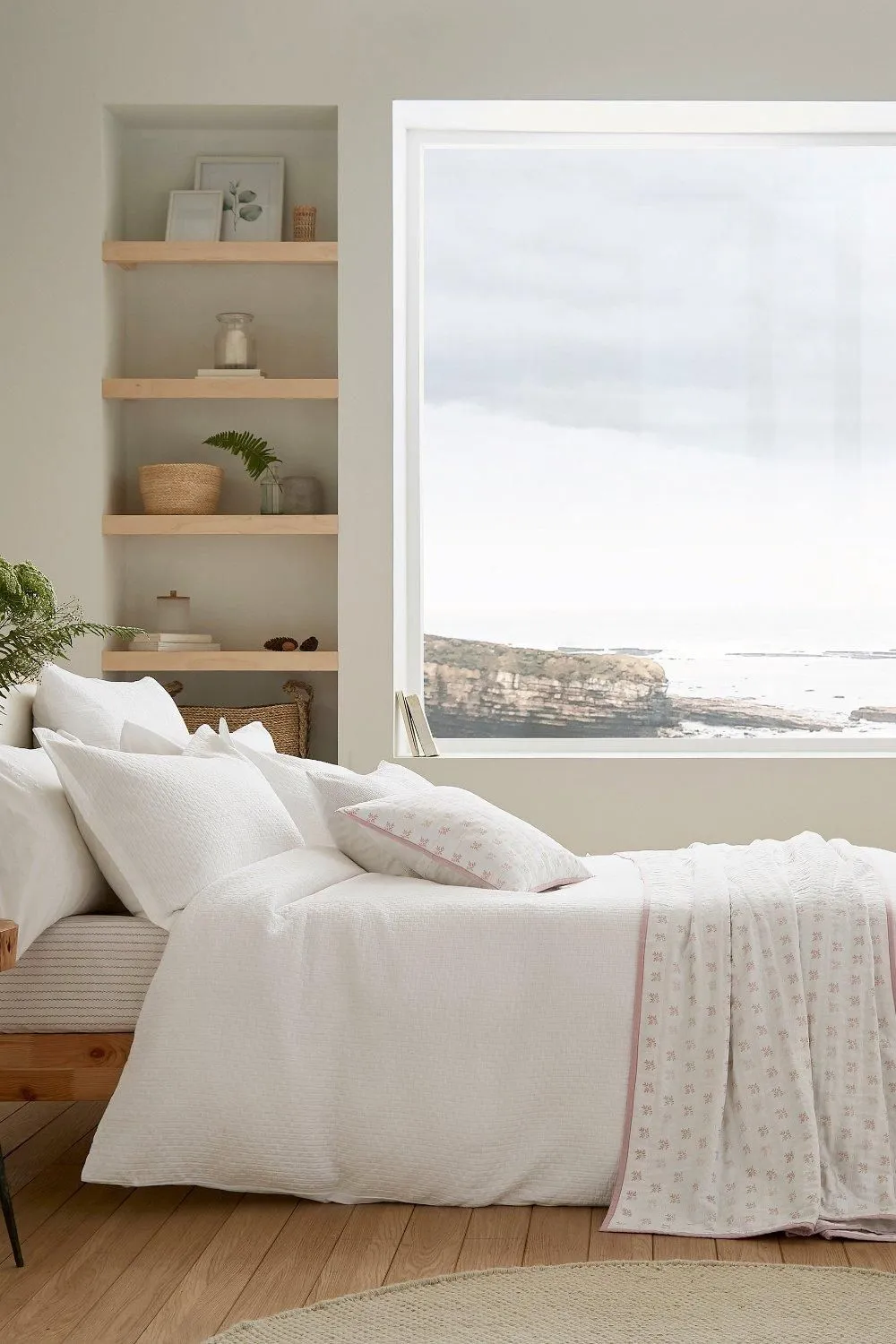 Murmur 'Hush' Cotton Percale Square Pillowcase in White 3