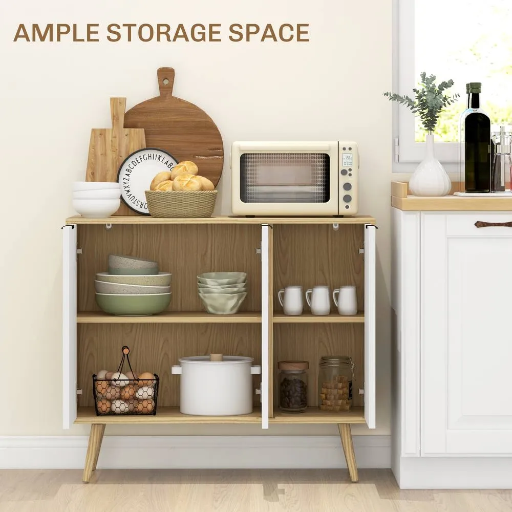 HOMCOM Modern Sideboard, Storage Cabinet, Accent Cupboard for Kitchen, White 4