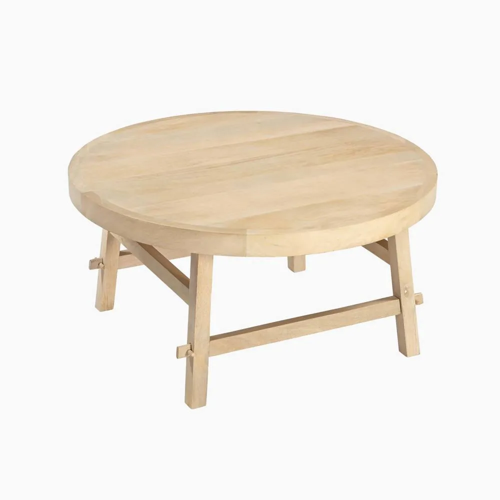 FurnitureboxUK Rockies Round White Oak Wood Coffee Table in Light Brown 4