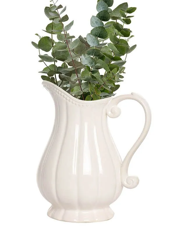 Dibor Gladestry Classical Pitcher Table Decoration Jug Flower Vase in White 2