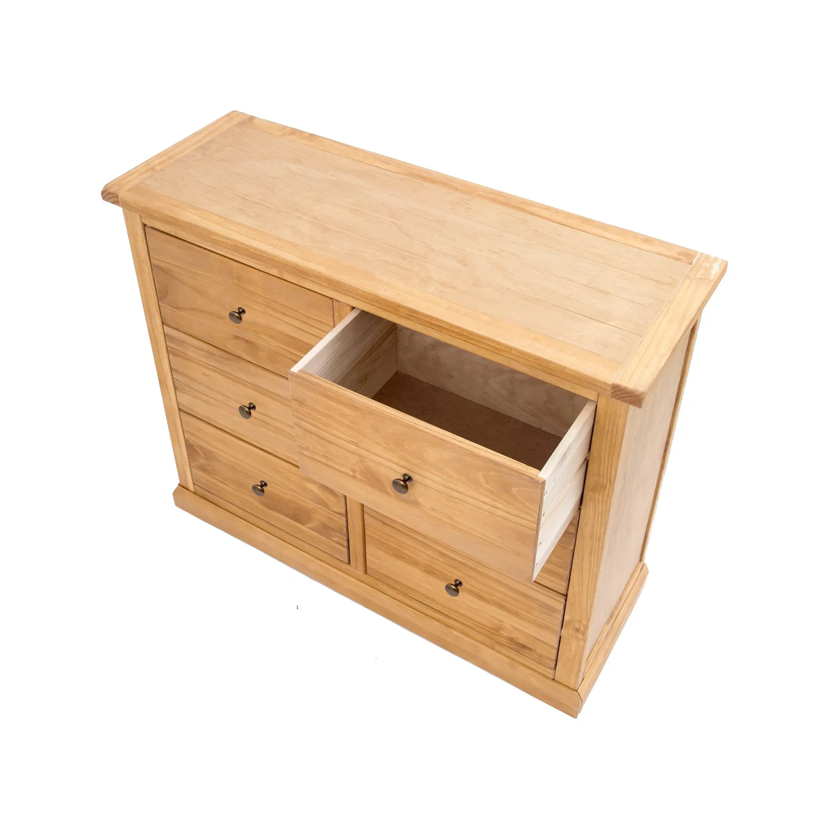 Cabinet Bits Lucca 6 Drawer Chest of Drawers Brass Knob in Light Brown 4