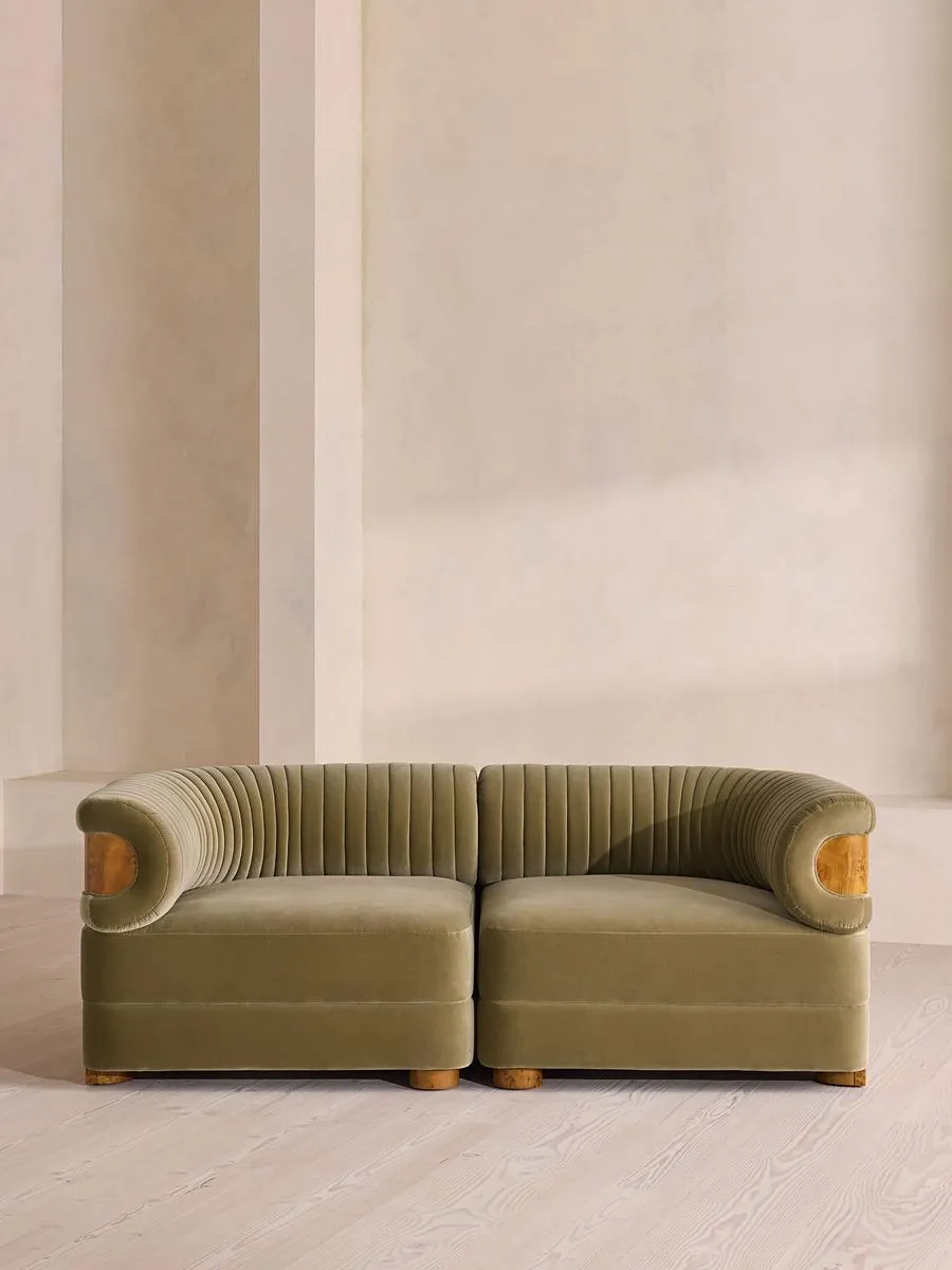 Caleb Modular Three Seater Sofa, Velvet, Lichen, Dark Burl