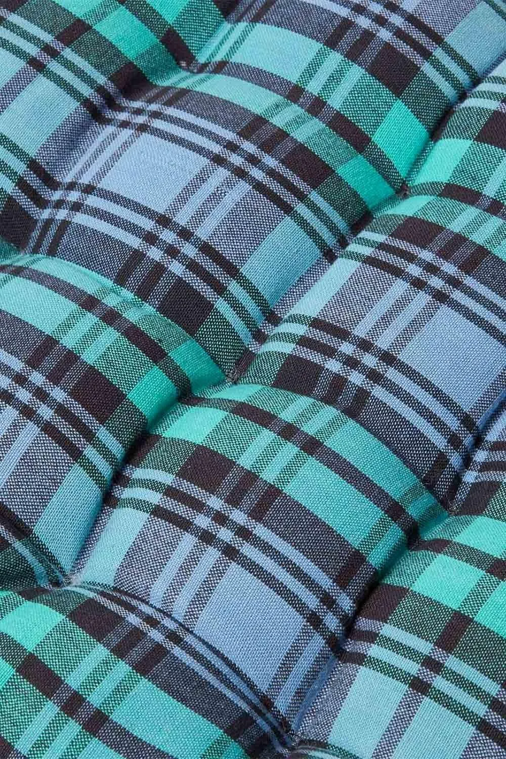 Homescapes Garden Bench Cushion Luxury 2 Seat Cotton Green Tartan Indoor Outdoor Pad 3