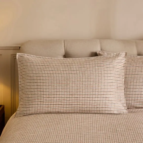 Woven Check Organic 100% Brushed Cotton Duvet Cover & Pillowcase Set 2