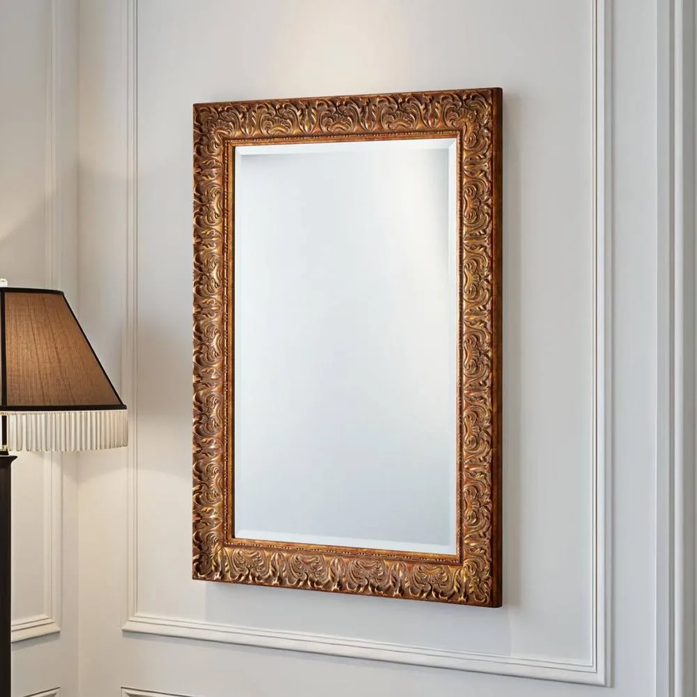 Yearn Mirrors Carved Framed Bevelled Mirror Gold 77x62cm 2