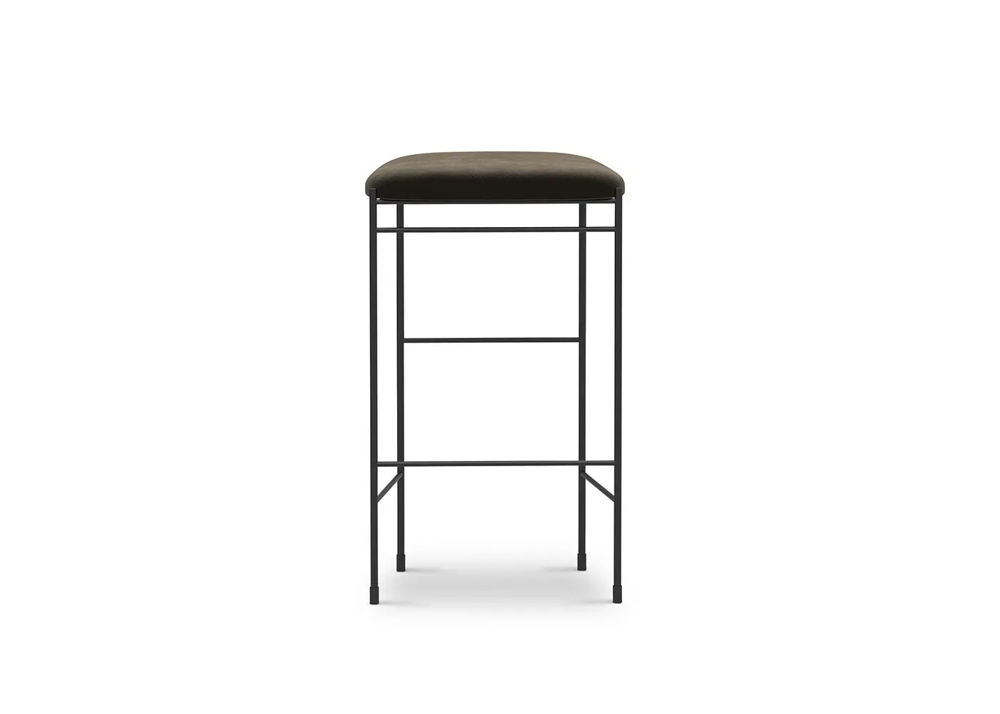 New Works Covent Bar Stool 75cm Royal Nubuk Dark Brown Leather